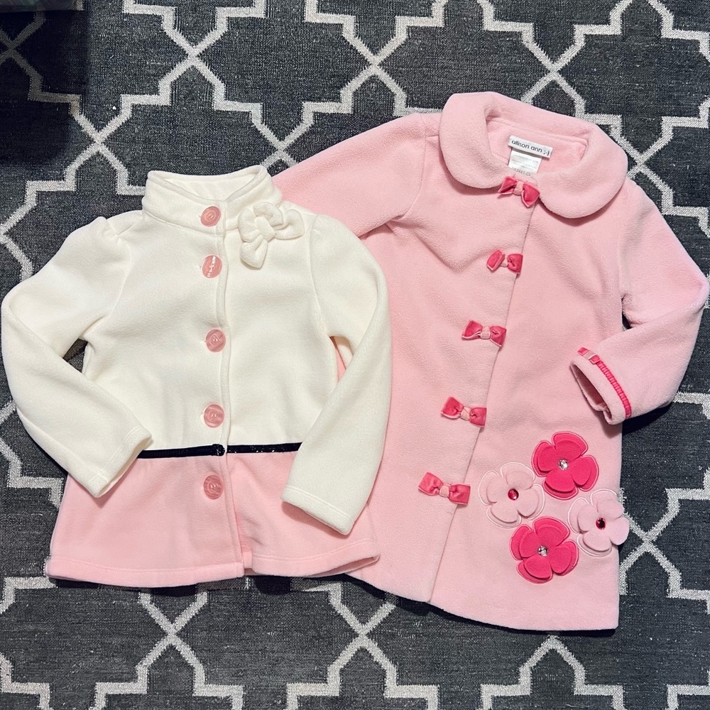 Two Adorable Soft Fleece Button Down Dress Coats